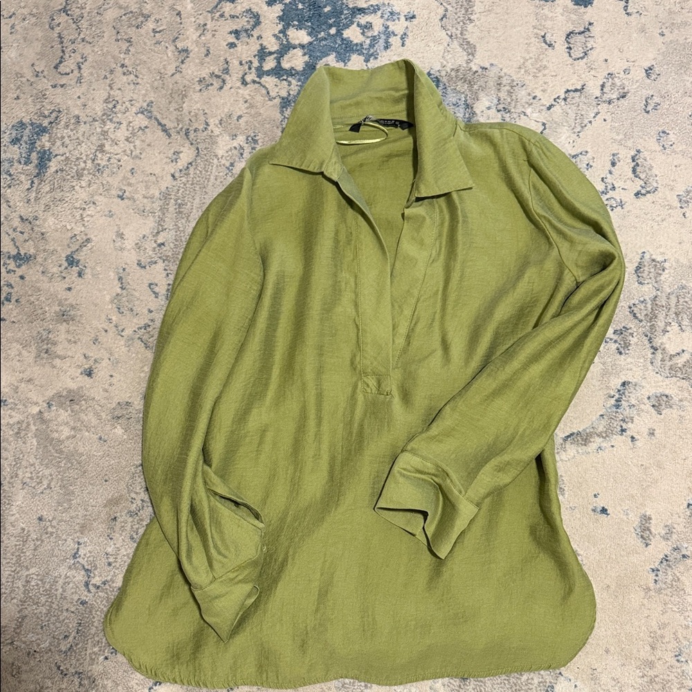 Zara Olive Button Down Shirt